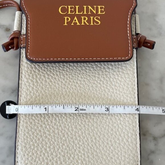 CELINE Phone Pouch with Flap Triomphe Canvas and Lambskin - Picture 15 of 16